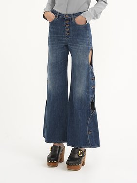 Cropped cut-out scallop jeans in denim Organic cotton denim
Night Blue Product detail