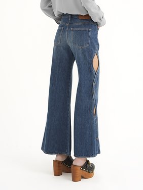 Cropped cut-out scallop jeans in denim Organic cotton denim
Night Blue 