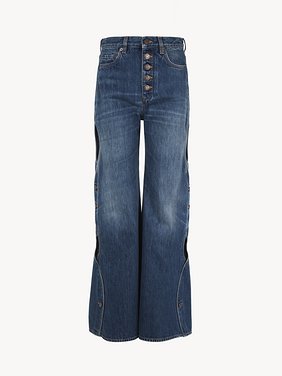 Cropped cut-out scallop jeans in denim Organic cotton denim
Night Blue