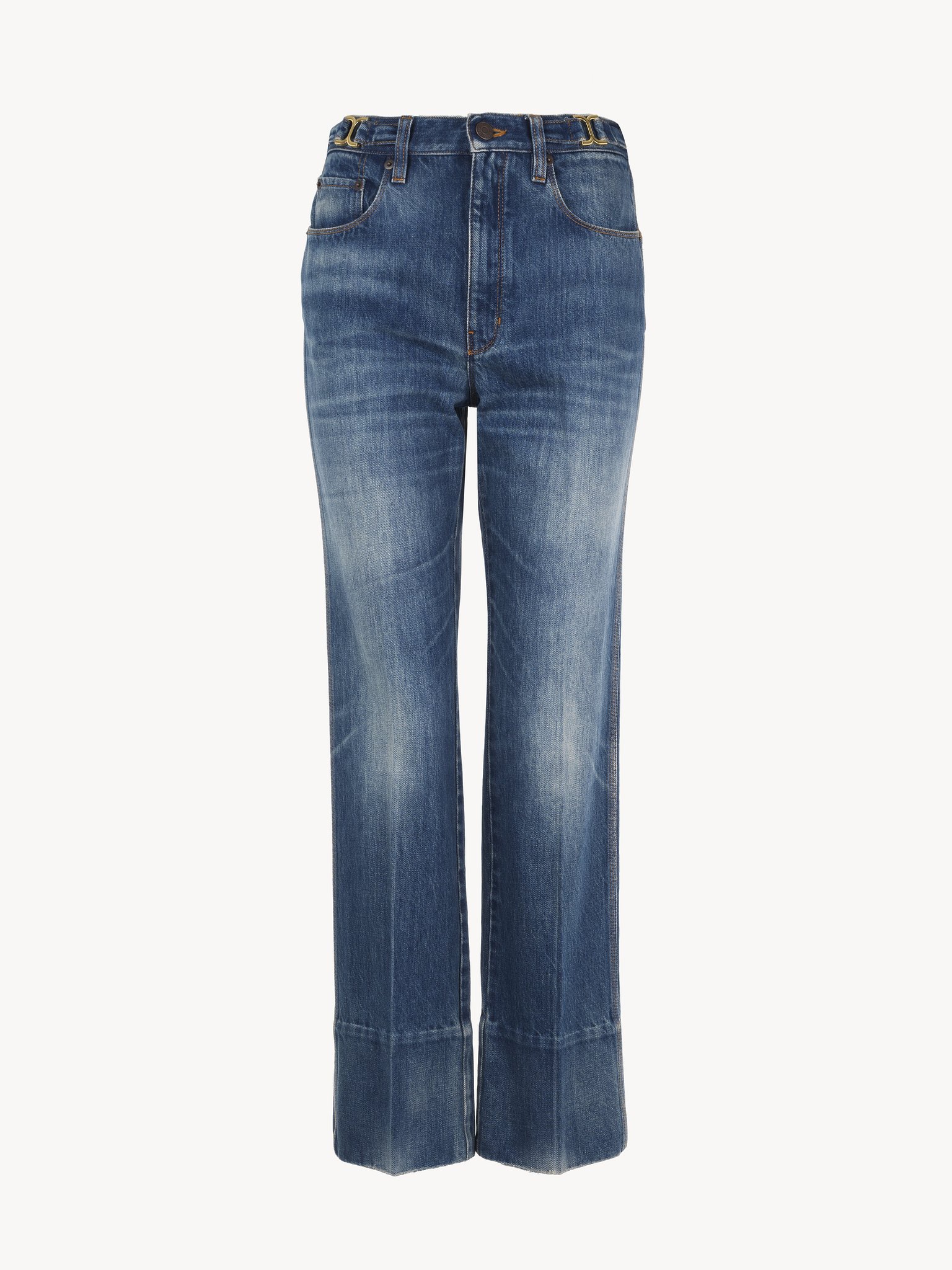 Straight cropped jeans in denim Organic cotton denim
Moonlight Blue