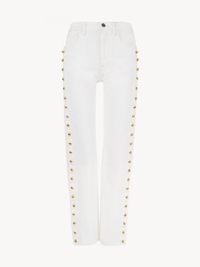 Cropped slim scallop jeans in denim Organic cotton denim
Eden White