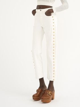 Cropped slim scallop jeans in denim Organic cotton denim
Eden White Product detail