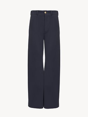 Cropped flared pants in cotton gabardine Organic soft cotton gabardine
Eclipse Blue