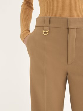 Cropped tailored trousers in wool grain de poudre Lower-impact wool grain de poudre
Coconut Brown Front view of the product being worn