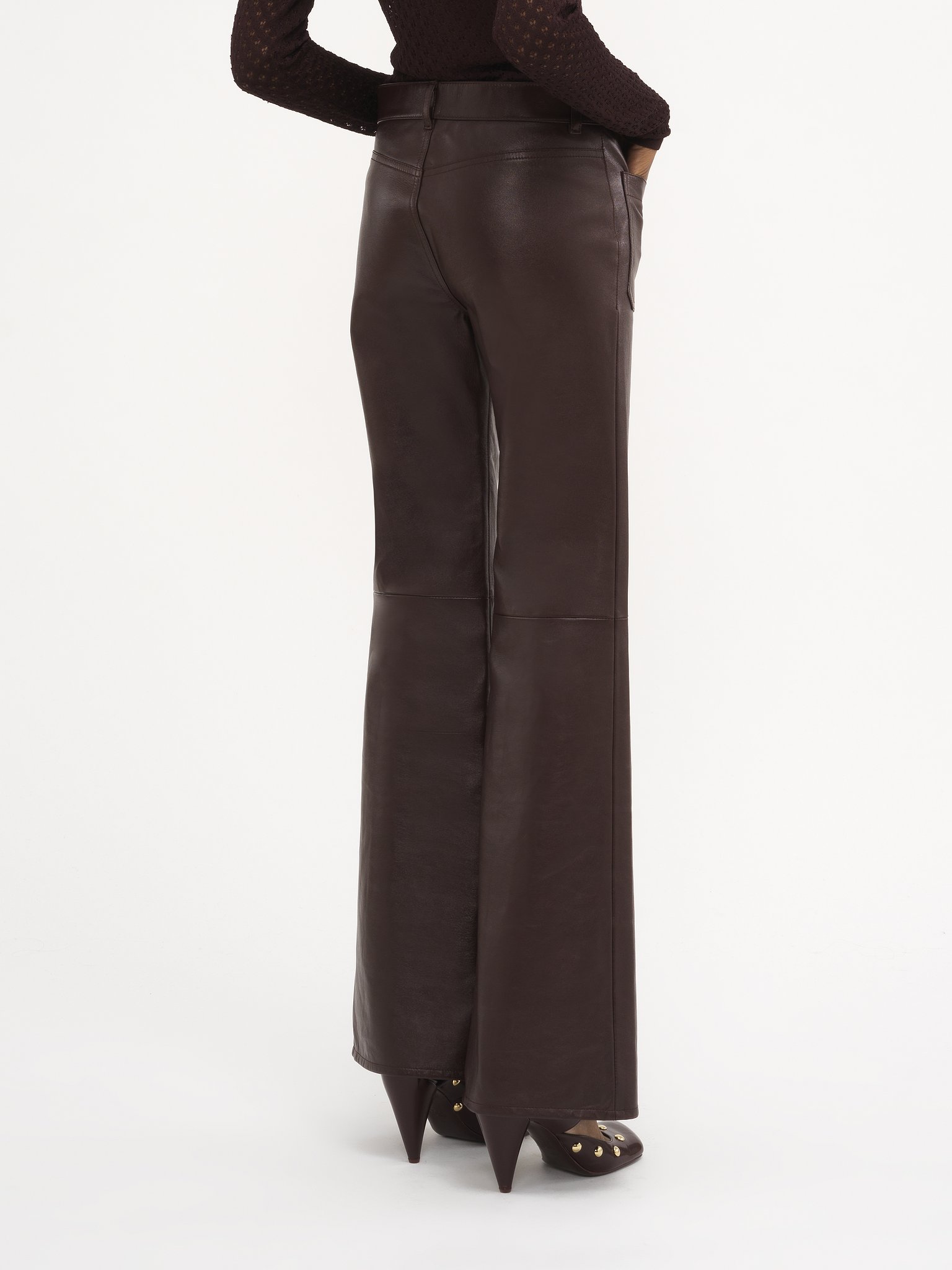 Cropped bootcut trousers in classic nappa leather Classic nappa leather
Deep Mahogany Top view of the product