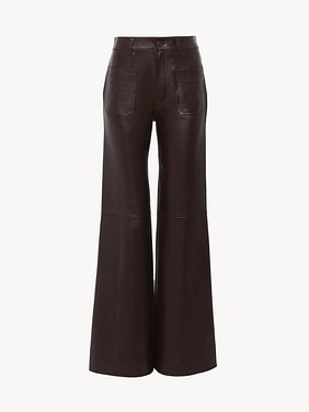 Cropped bootcut trousers in classic nappa leather Classic nappa leather
Deep Mahogany