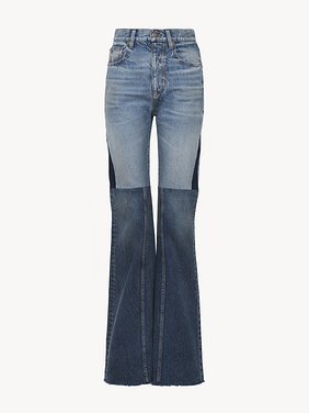 Flared patchwork jeans in denim Organic cotton denim patchwork
Blue Multicolour