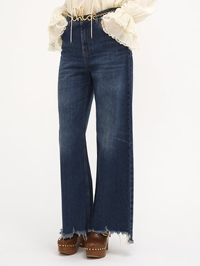 Cropped wide-leg jeans in denim Organic cotton indigo denim
Night Blue Product detail