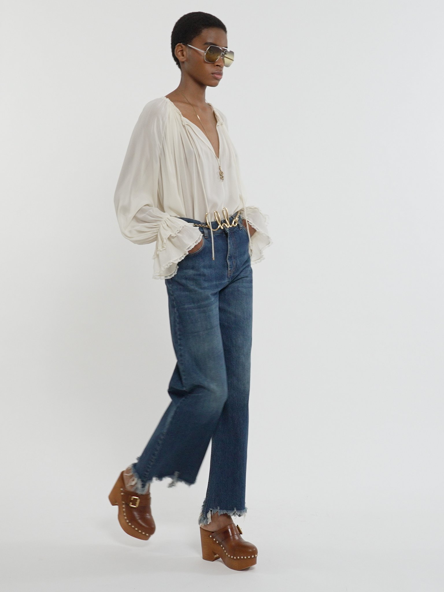 Cropped wide-leg jeans in denim Organic cotton indigo denim
Night Blue [*** acc_altImage_shotV ***]