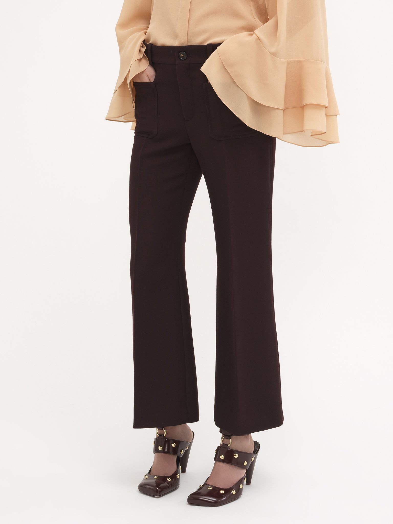 Cropped bootcut pants in cavalry wool Brushed cavalry wool
Copper Brown Product detail