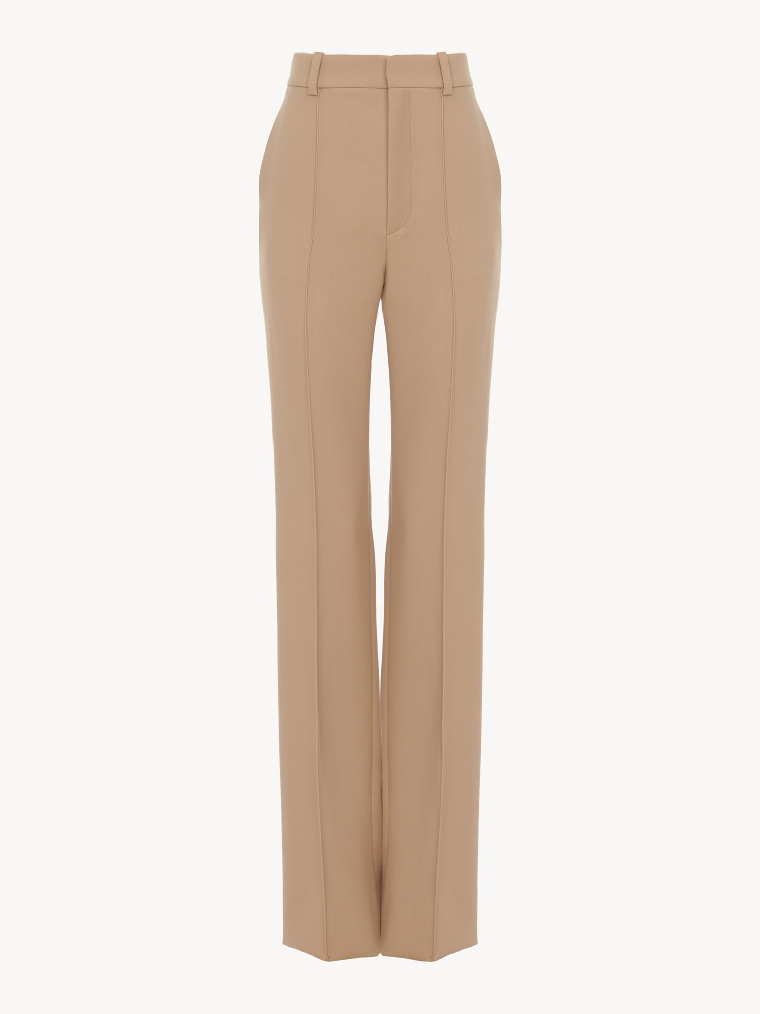 High-waisted straight trousers in wool grain de poudre Wool grain de poudre
Sand Brown