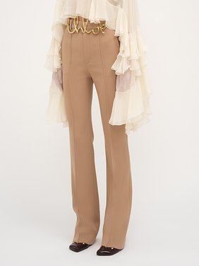 High-waisted straight pants in wool grain de poudre Wool grain de poudre
Sand Brown Product detail