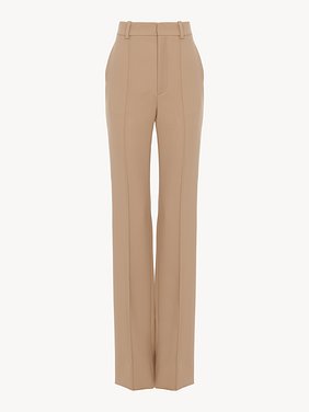 High-waisted straight pants in wool grain de poudre Wool grain de poudre
Sand Brown