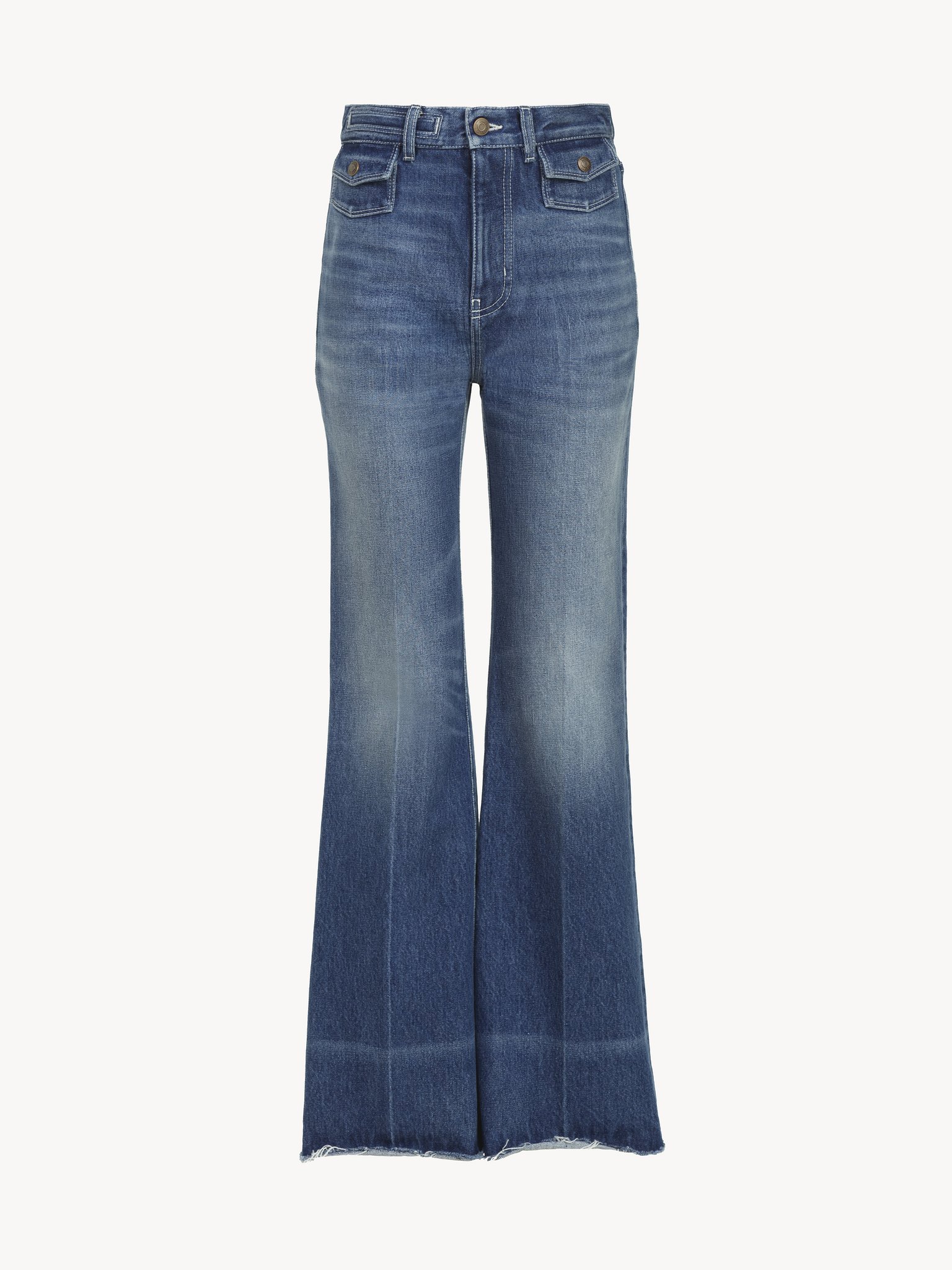 High-rise flare jeans in denim Cotton denim
Ocean blue