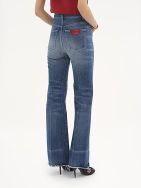 High-rise bootcut jeans in denim Snake capsule denim
Ocean Blue Top view of the product