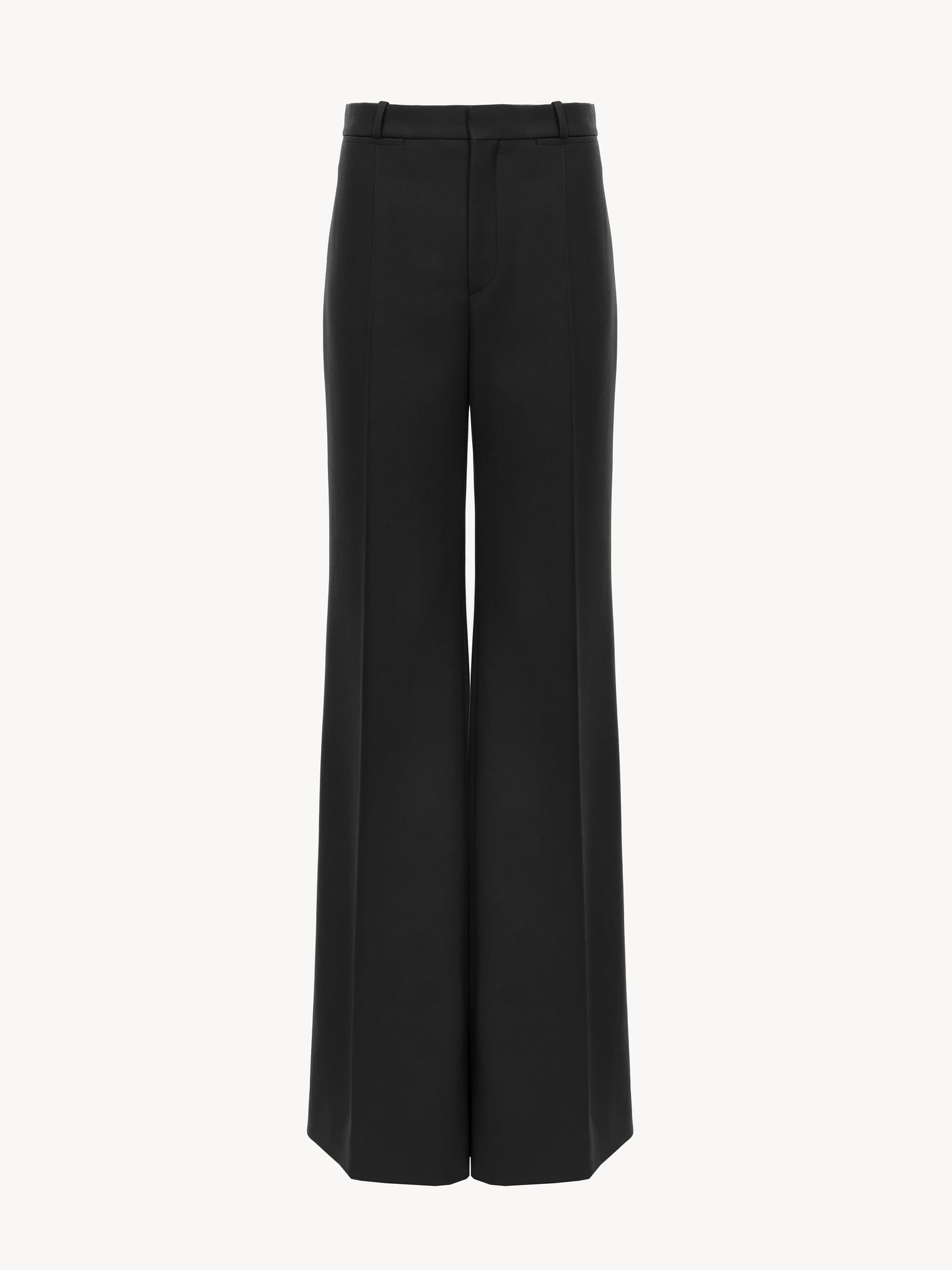 Flared tailored pants in wool grain de poudre Lower-impact wool grain de poudre
Black