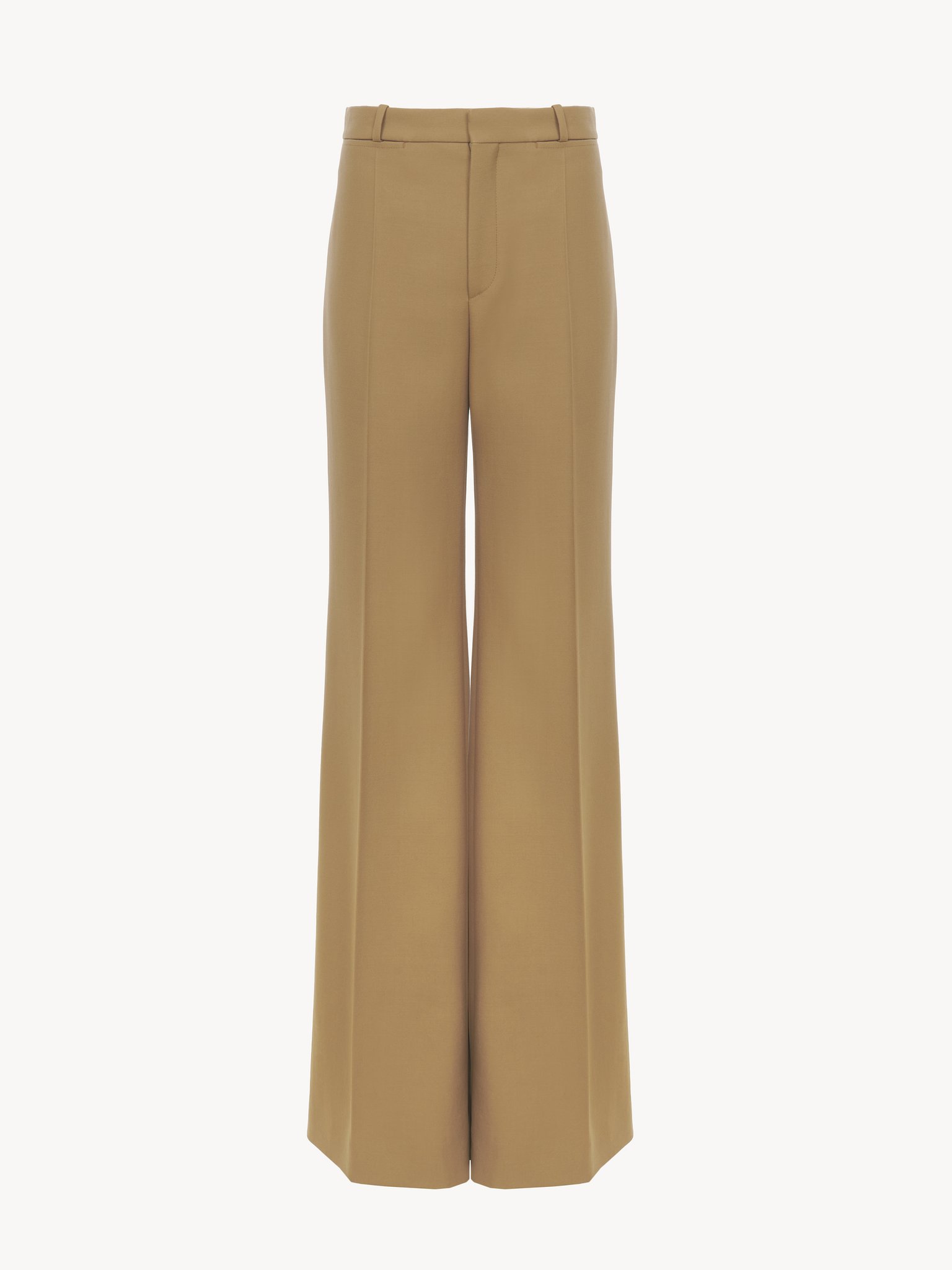 Flared tailored trousers in wool grain de poudre Lower-impact wool grain de poudre
Nut