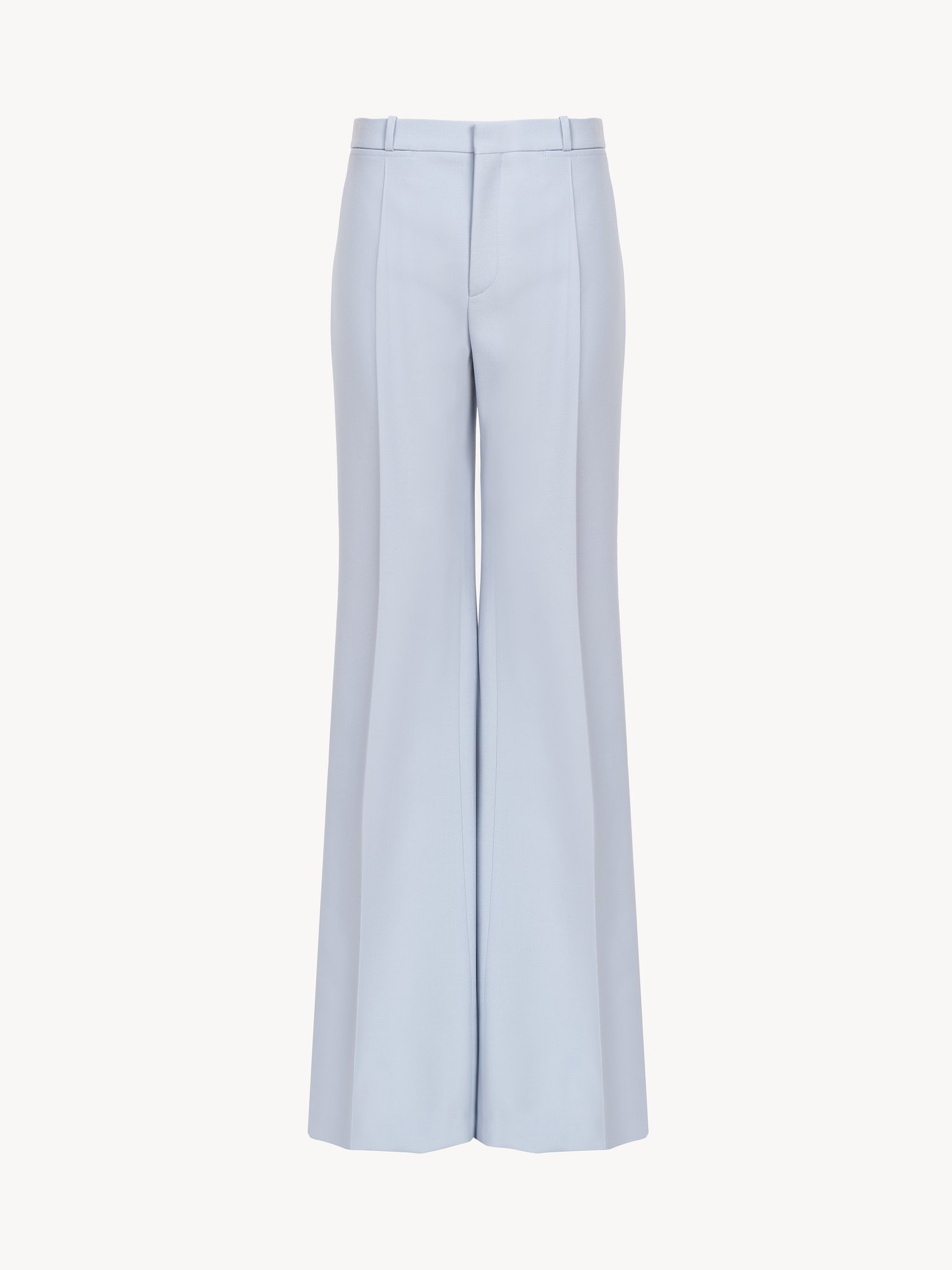 Flared tailored trousers in wool crêpe Lower-impact wool crêpe
Ash Blue