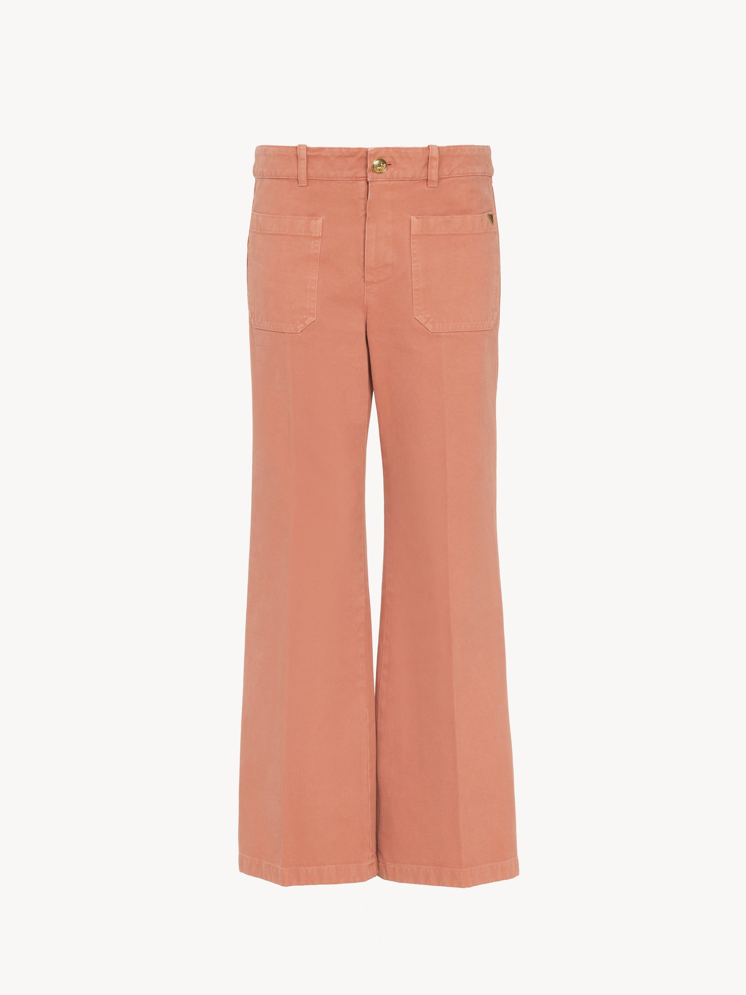 Cropped bootcut pants in cotton velvet Garment-dyed organic cotton canvas
Shell Coral