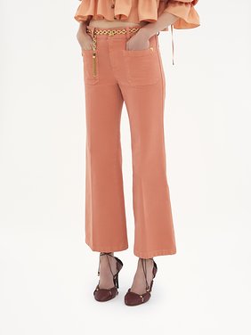 Cropped bootcut trousers in cotton velvet Garment-dyed organic cotton canvas
Shell Coral Product detail