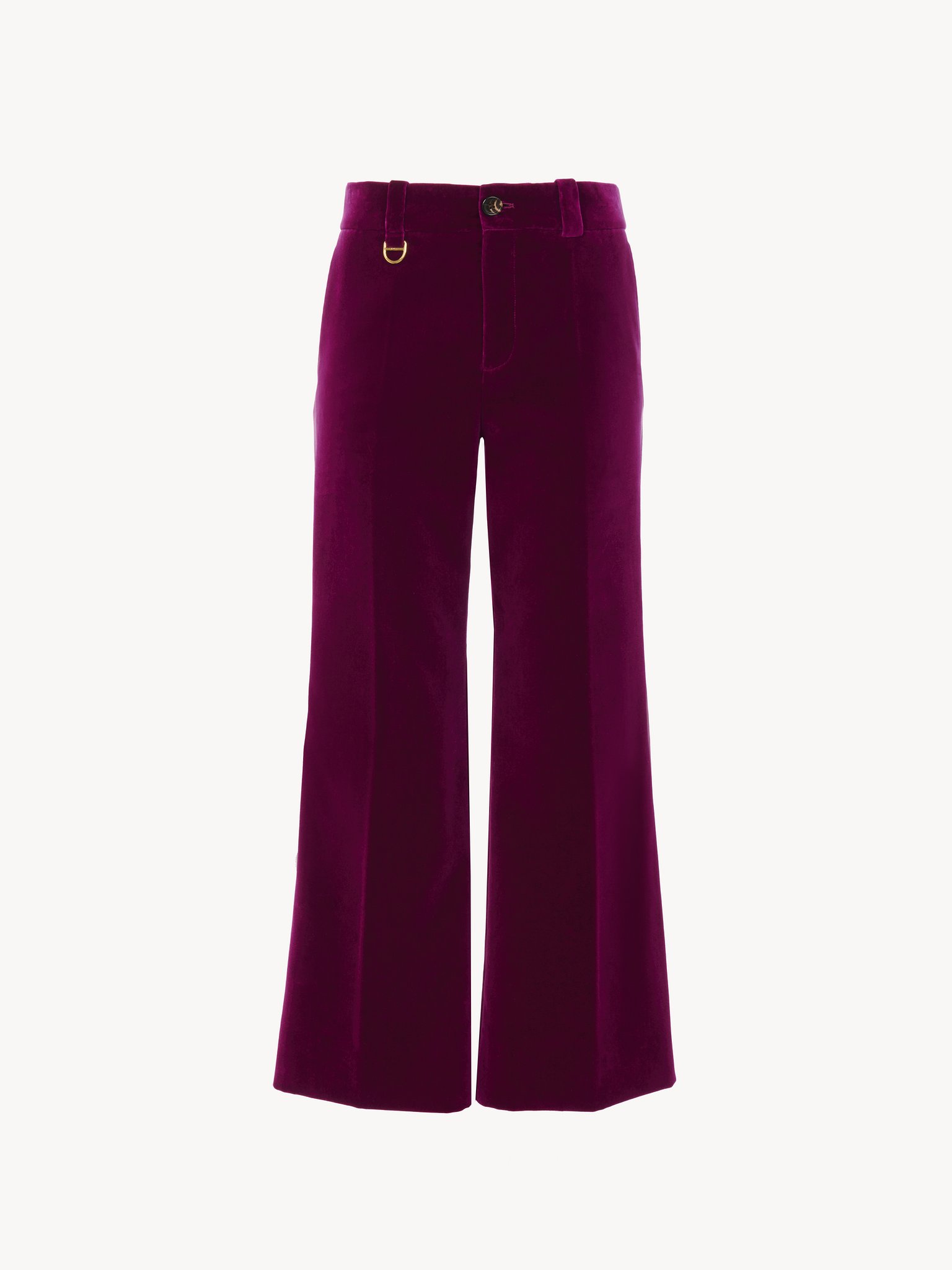 Cropped bootcut trousers in velvet Soft cotton velvet
Pansy Purple