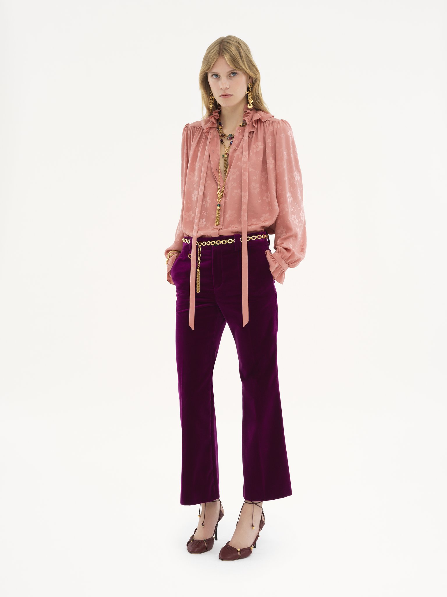 Cropped bootcut pants in velvet Soft cotton velvet
Pansy Purple Back view of the product