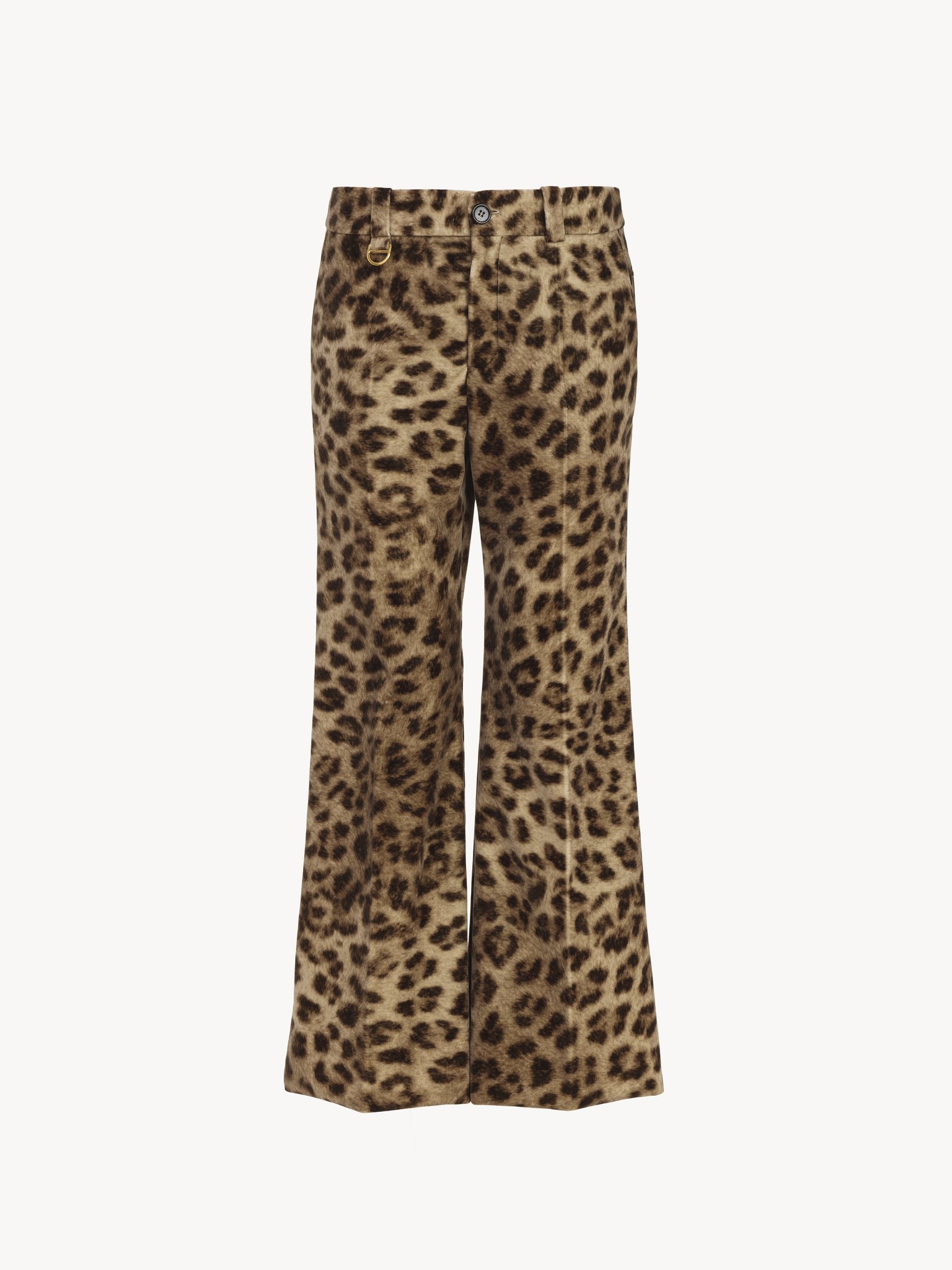 Cropped bootcut trousers in leopard-print cotton velvet Leopard print on cotton velvet
Worn Brown