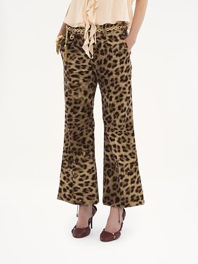 Cropped bootcut trousers in leopard-print cotton velvet Leopard print on cotton velvet
Worn Brown Product detail