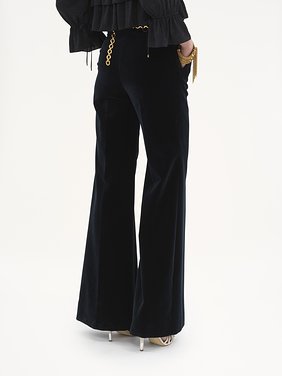 Flared tailored pants in velvet Soft cotton velvet
Evening Blue Top view of the product