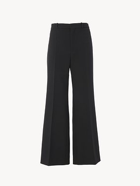 Cropped bootcut trousers in wool crêpe Lower-impact wool crêpe
Black